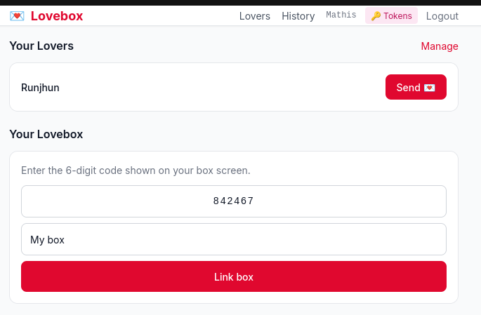 Web app — Link box form