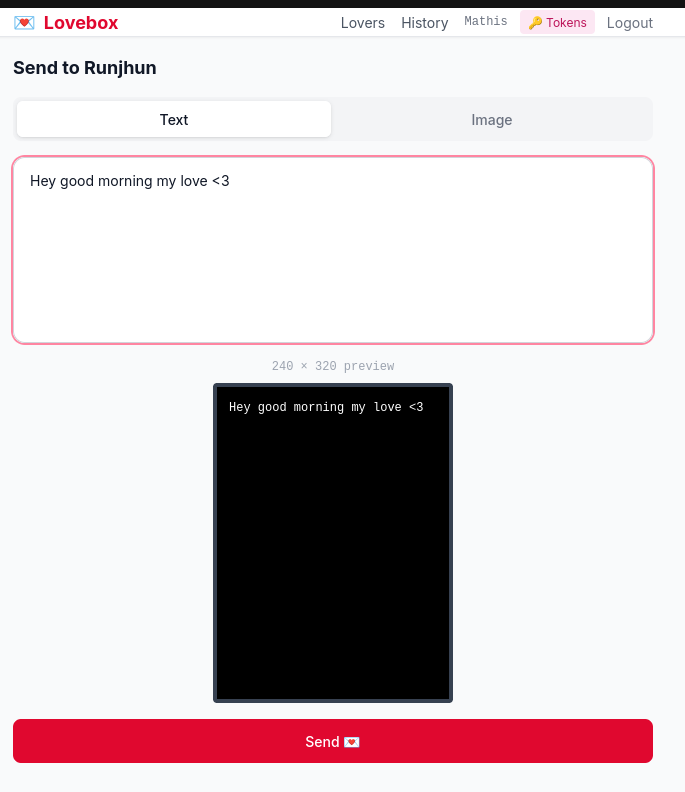 Web app — Compose page with 240×320 preview